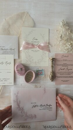 WEDDING INVITATIONS gold / rose gold / silver / glitter Minimalistic Blush Pink Wedding Invitations, Glamour Gold Foil Wedding Invites, Luxury Golden Shine Wedding Cards, Romantic Floral Wedding Invitation Suite6